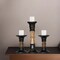 Eco-Friendly Handmade Mango Wood Dark Polish Set Of 3 Pillar Candle Holders